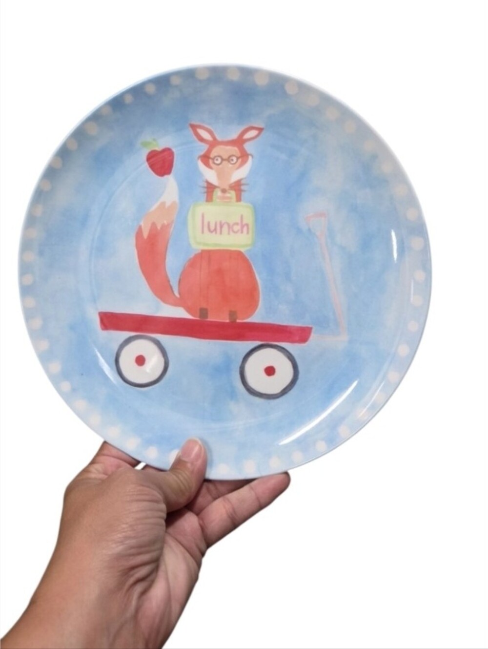 Pottery Barn Kids Melamine Lunch Plate Illustrated Fox